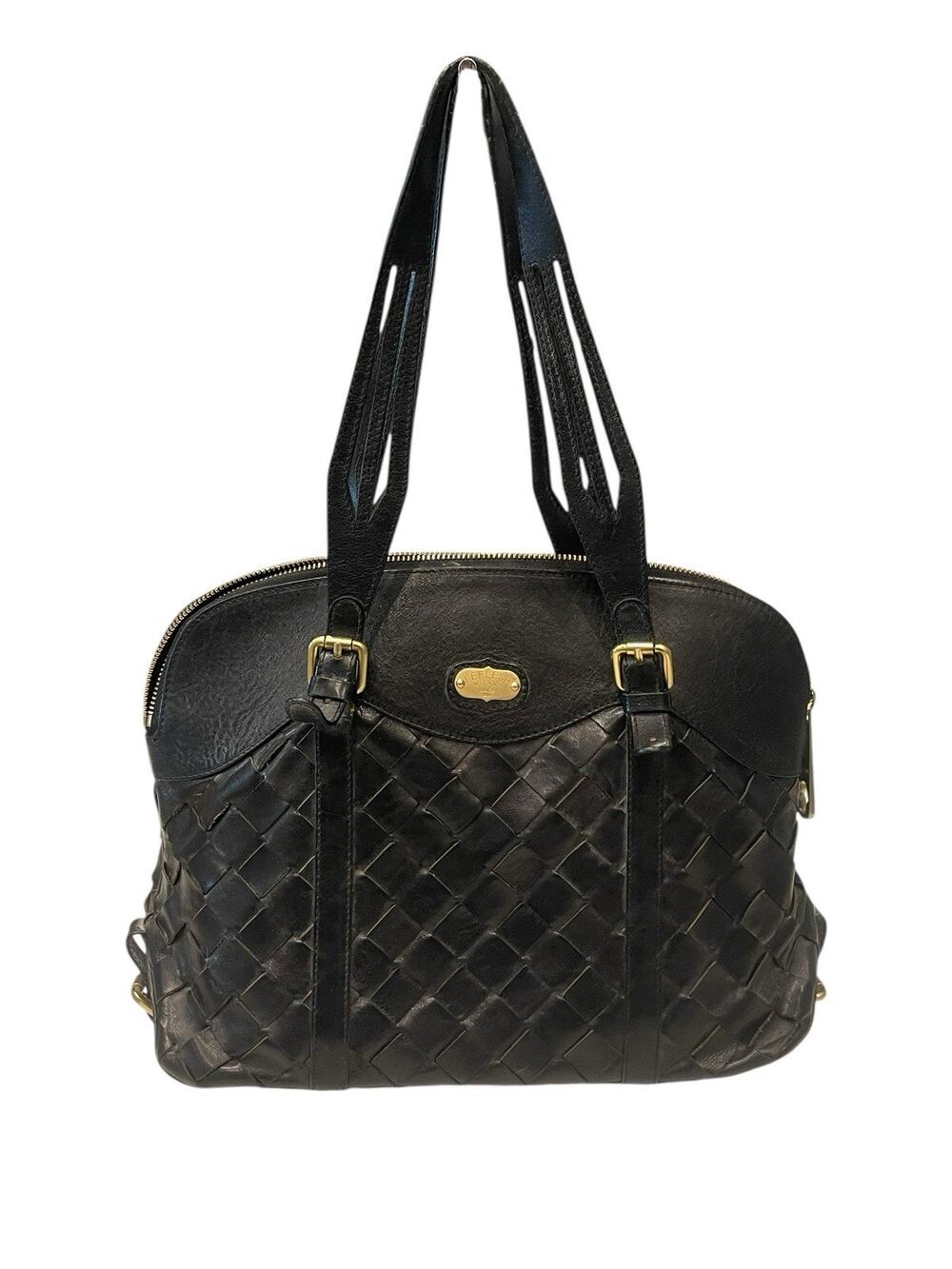 Leflesh black woven smooth leather shoulder bag